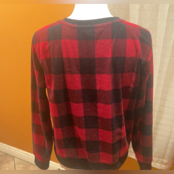 Eddie Bauer | Women’s Check Buffalo Plaid Red  Black Sweater Top Size Medium - Picture 7 of 8